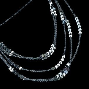 Bright HEARTS silver tone multi-strand dramatic necklace